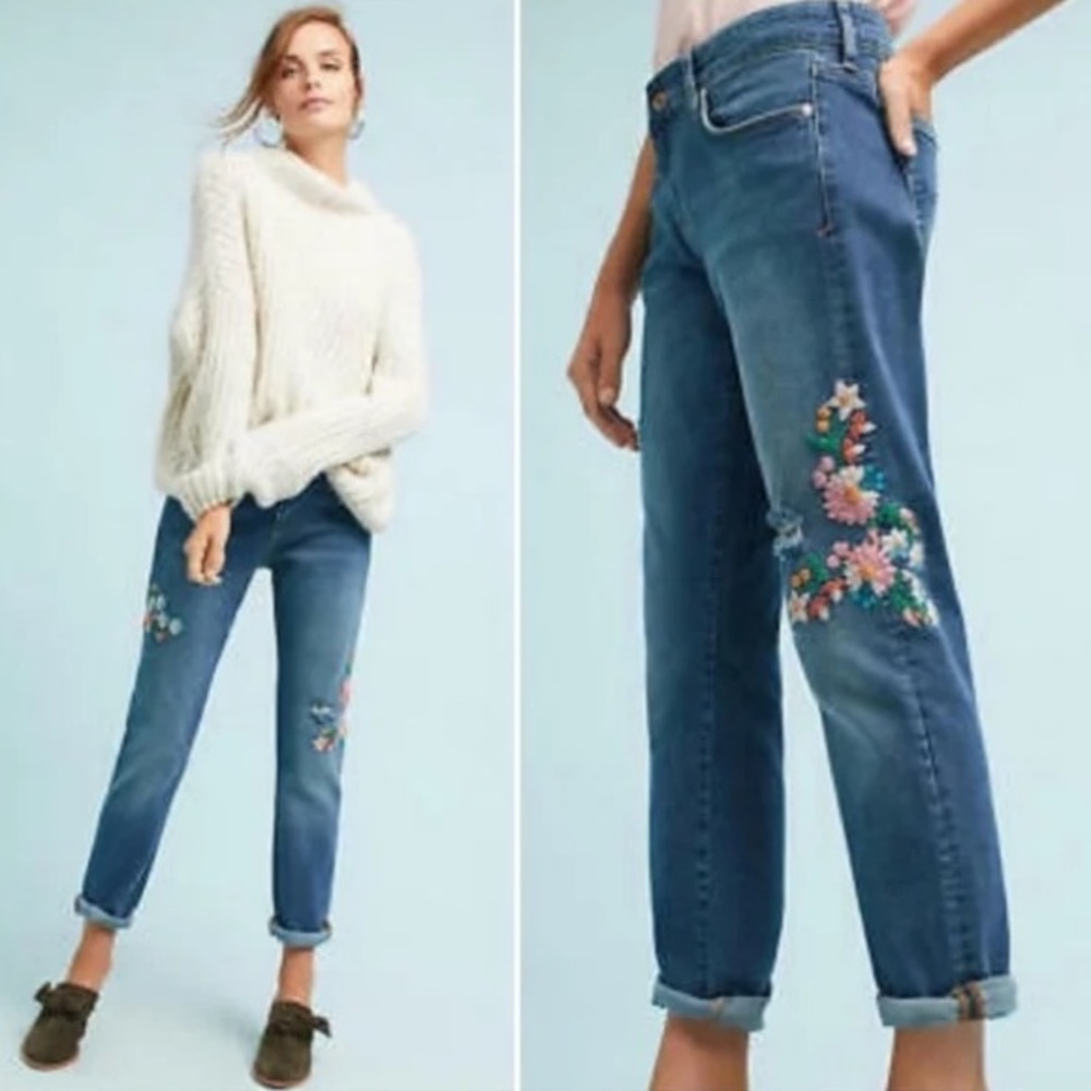 Pilcro by Anthropologie Floral Embroidered Jeans